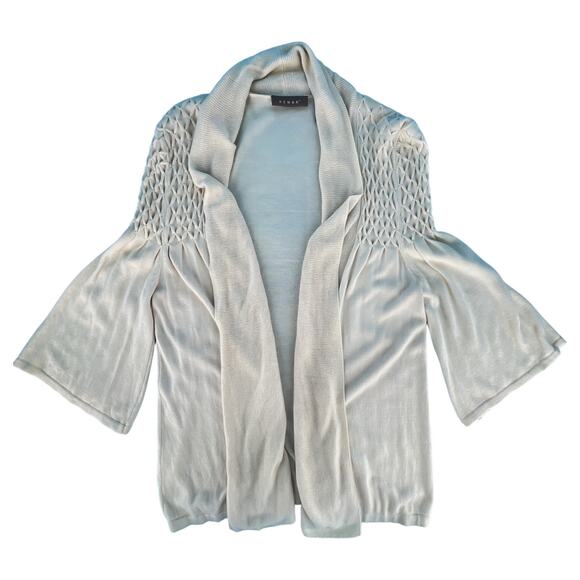 Kenar Open Front Shawl Collar Cardigan Sweater Size Large Cream Quilted Shoulder - Picture 6 of 13